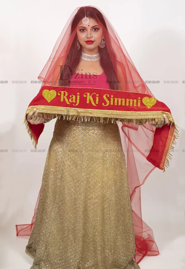 Custom name Bridal Entrey Red Dupatta